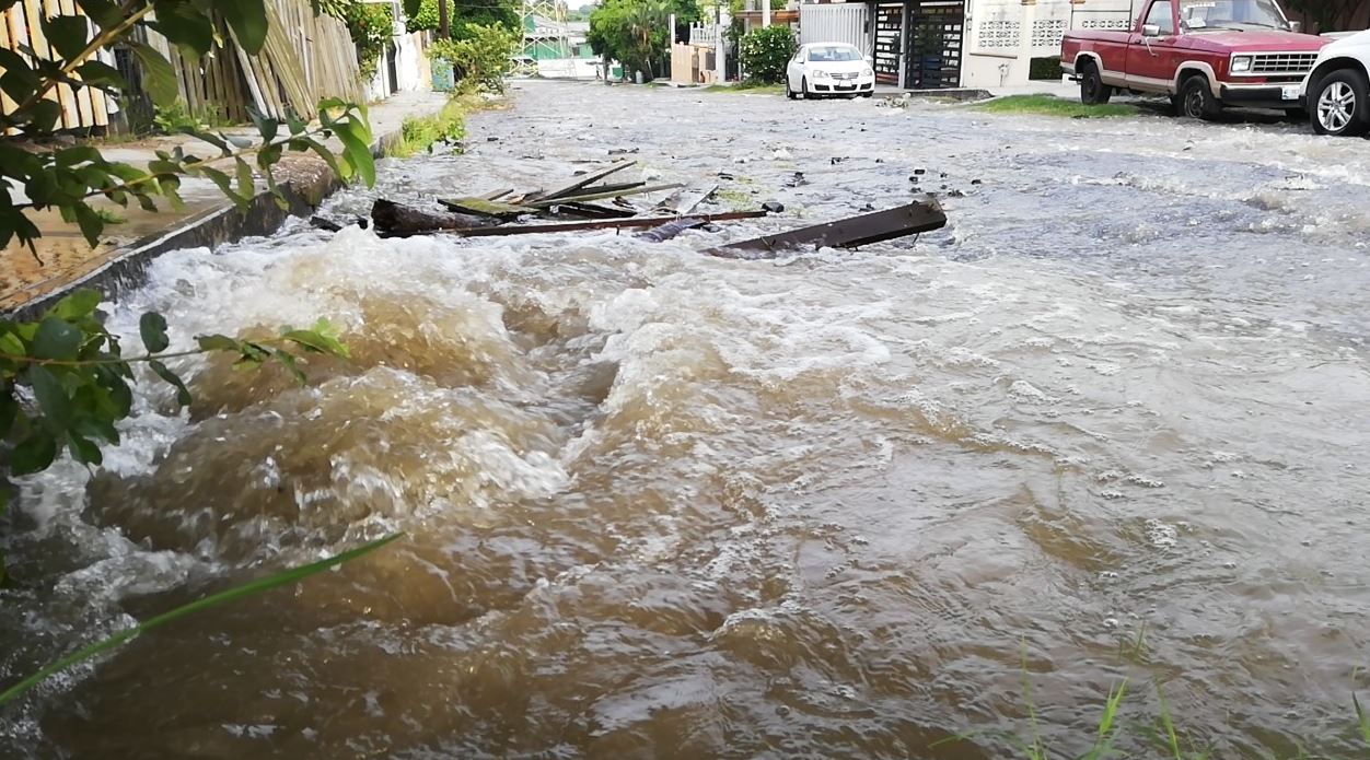 Fuga de agua en colonia Las Américas de Tampico (Foto/Sergio Sánchez)