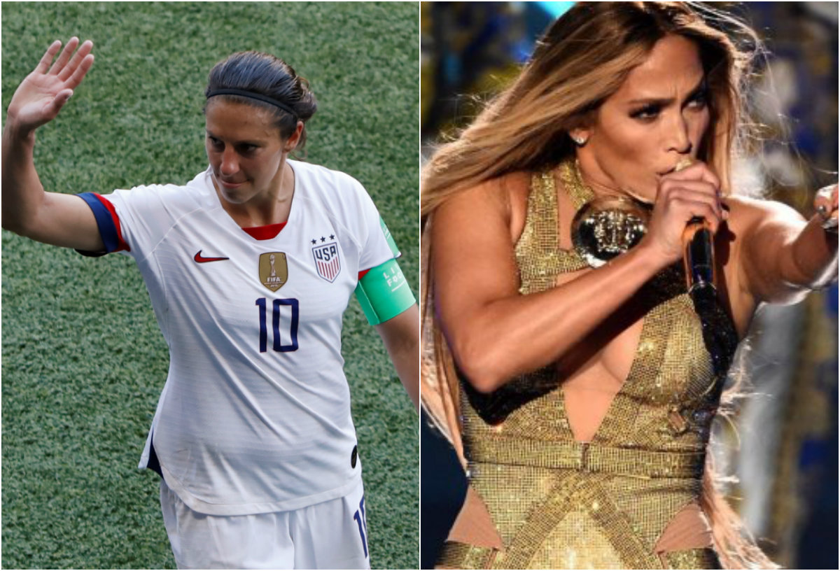 Jennifer López le da baile 'sensual' a Carli Lloyd (Reuters/Especial)