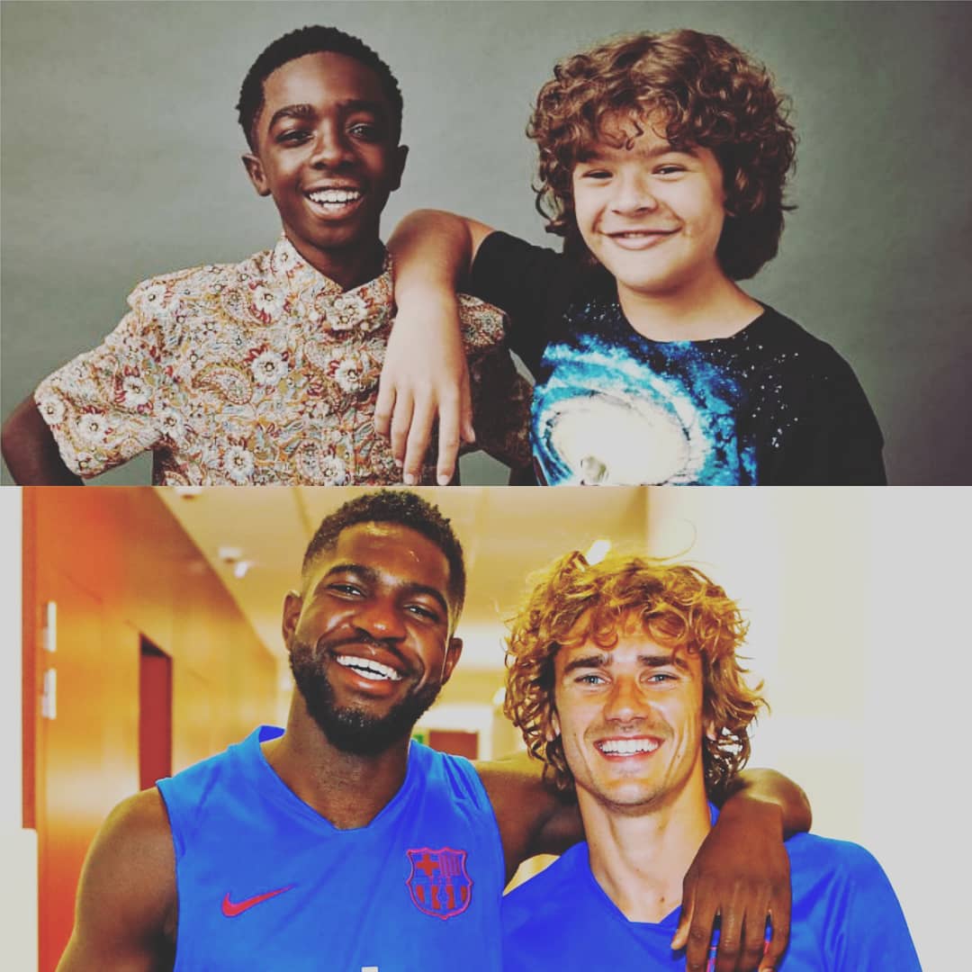 Antoine Griezmann y Samuel Umtiti como actores de Stranger Things (Twitter: @AntoGriezmann)
