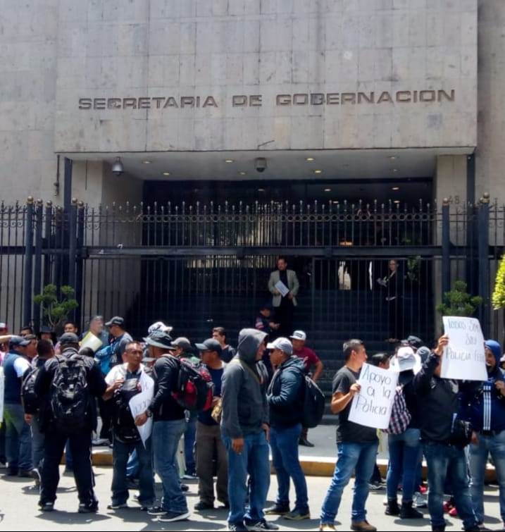 Policías federales protestan frente a la Secretaría de Gobernación/Daniel Venegas.