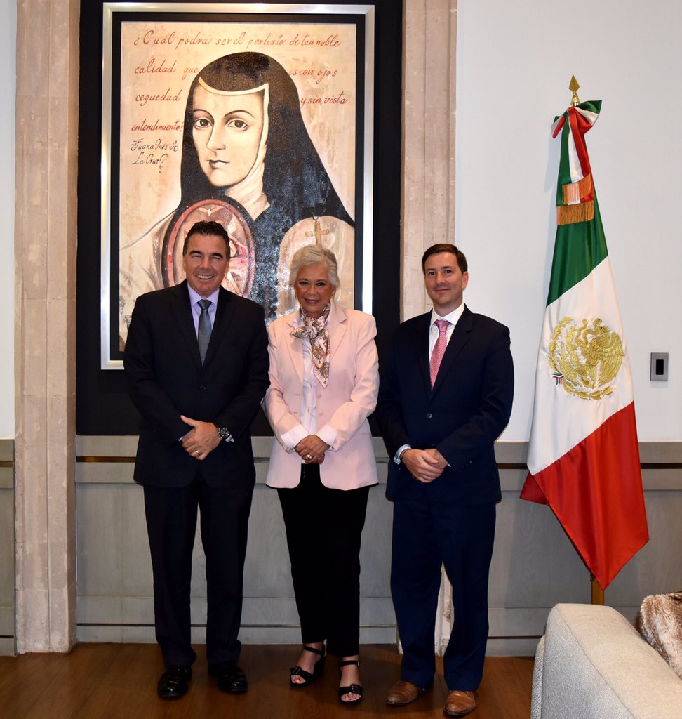 Víctor M. Cairo y Jorge A. Guzmán Treviño de ArcelorMittal en reunión con Olga Sánchez Cordero. (@M_OlgaSCordero)