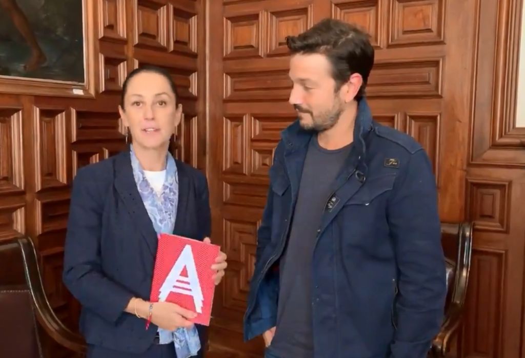 Claudia Sheinbaum se reunió con el actor Diego Luna. | Twitter @Claudiashein