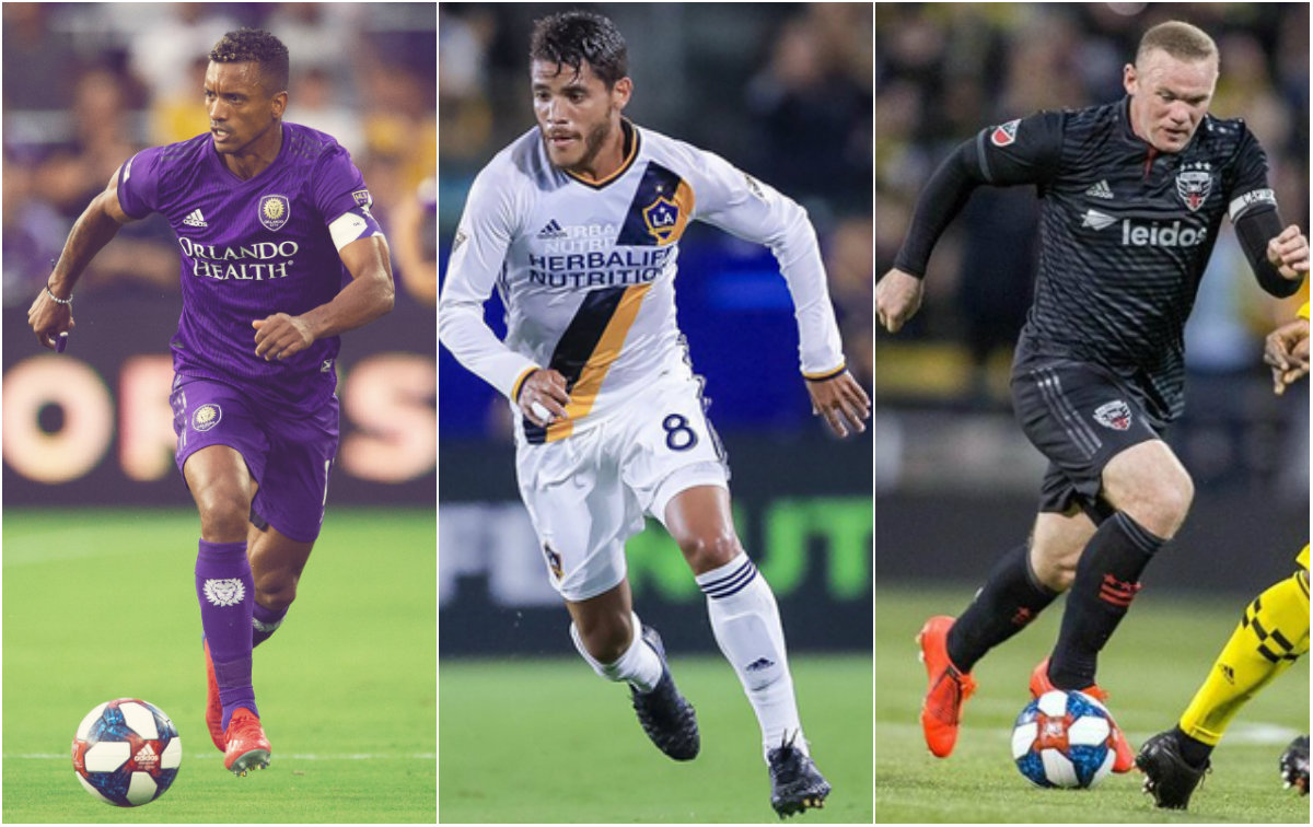 Nani (Orlando City), Jonathan Dos Santos (LA Galaxy) y Wayne Rooney (DC United) (www.orlandocitysc.com, @LAGalaxy_Es, @dcunited)