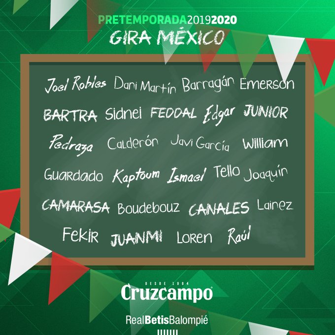 Andrés Guardado y Diego Lainez viajarán a México para la pretemporada (Twitter: @RealBetis)