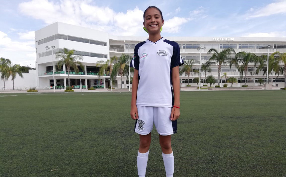 Aylin Salais Rangel,  líder de goleo nacional y campeona del torneo Futbolito Bimbo 2019 con las Leonas Británico de Torreón. (Tania Cobos)