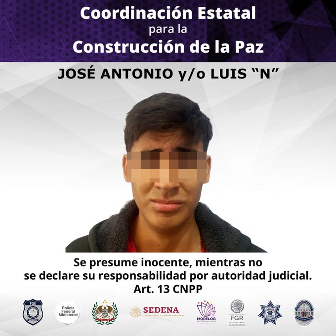 La detención del presunto asesino se dio en el municipio de Cuautla, Morelos. (@Fiscalia_Mor)