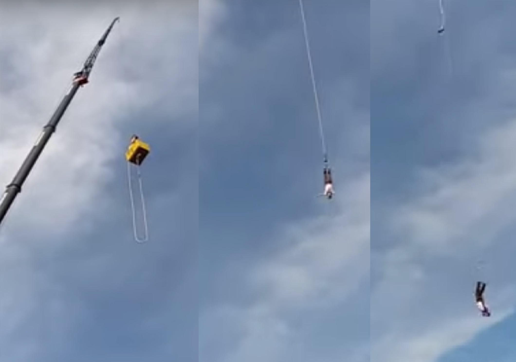 Hombre cae de bungee en Polonia./ (Captura de Pantalla)