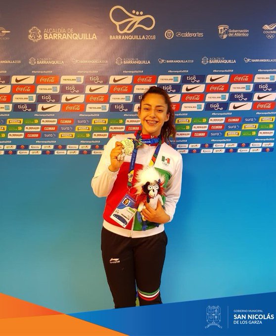Leslie Villarreal compitió en los pasados Juegos Centroamericanos y del Caribe Barranquilla 2018 (Twitter @GobSanNicolas)