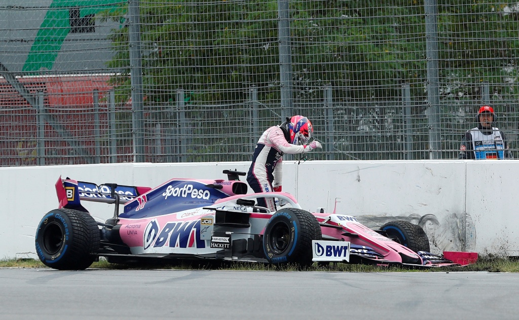 Sergio Pérez tras chocar en el GP de Alemania (Reuters)