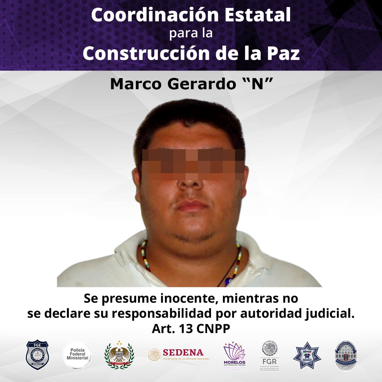 Marco ‘N’ fue trasladado al estado de Morelos para ser enjuiciado por el delito de feminicidio. (Especial)