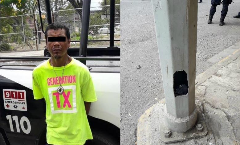 El detenido fue traslado a las instalaciones de la Secretaría de Seguridad Pública y Vialidad de Monterrey. (Especial)