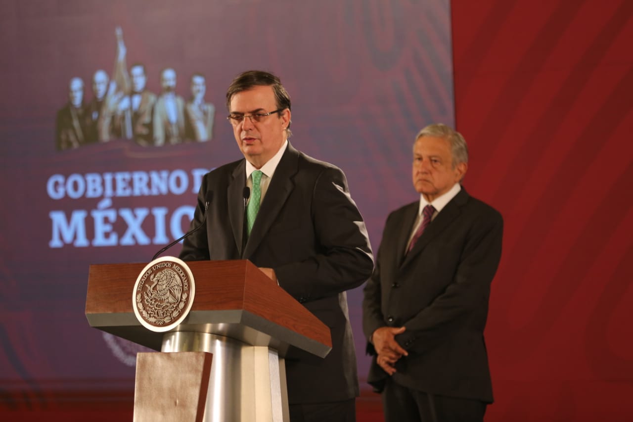 Marcelo Ebrard, secretario de Relaciones Exteriores, en La Mañanera (Javier Ríos)