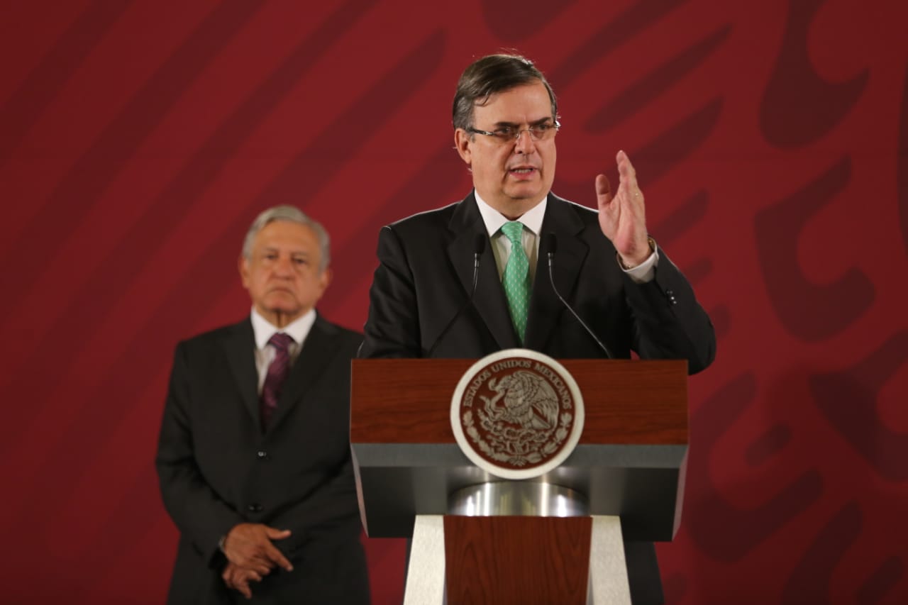 Marcelo Ebrard, secretario de Relaciones Exteriores, en La Mañanera (Javier Ríos)