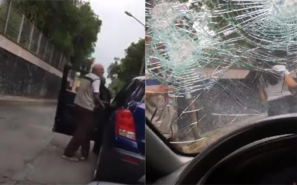 Bautizan a mujer como #LadyPiñata por agredir la camioneta de una joven. (Captura de Pantalla)