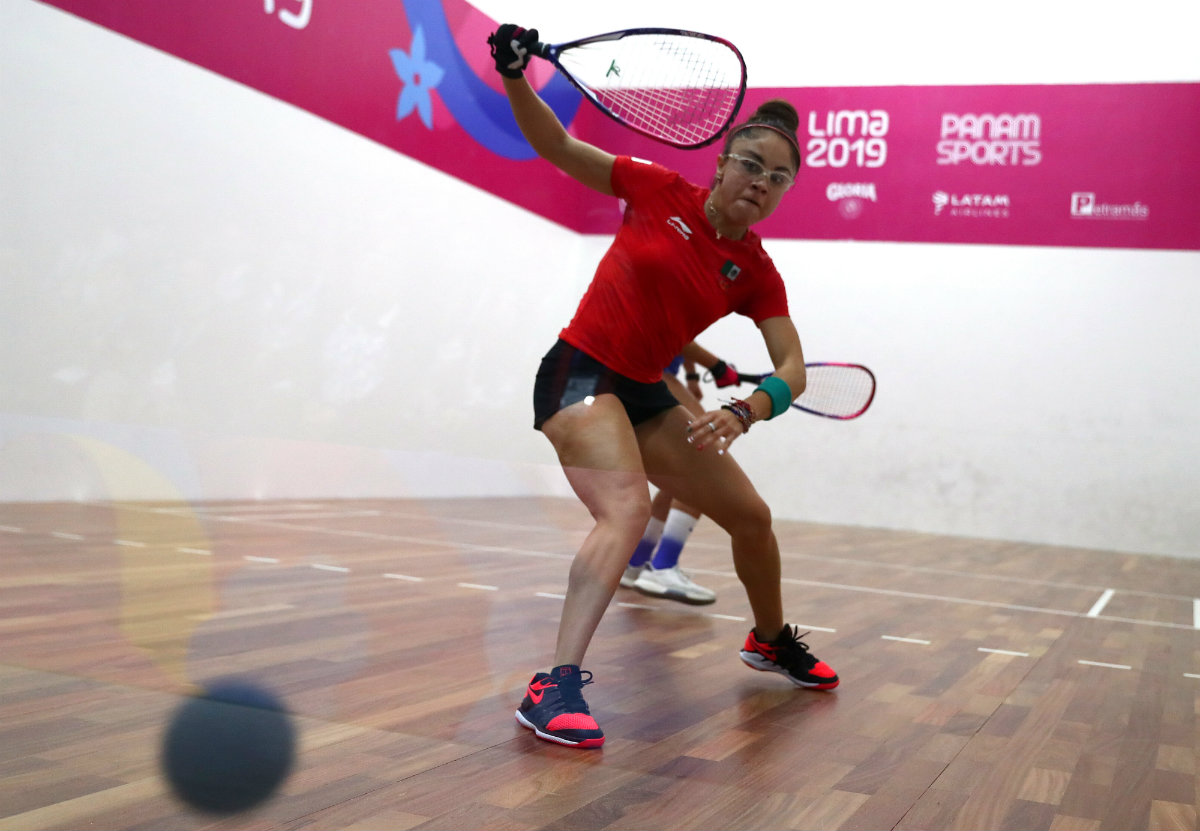 Paola Longoria en la Final de racquetbol por equipos femenil en Panamericanos 2019 (Reuters)
