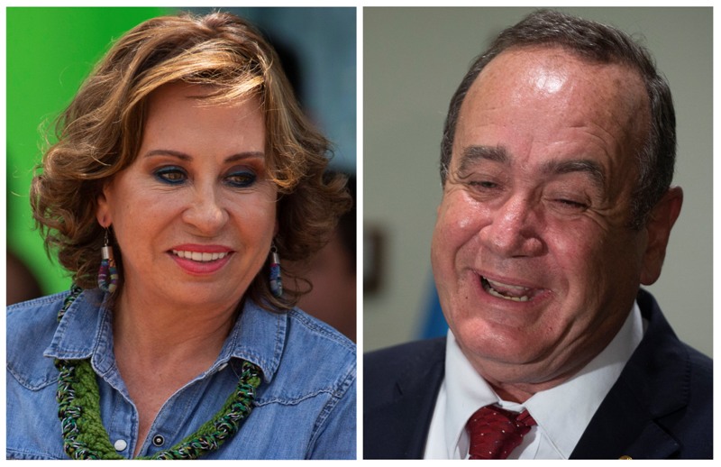 Los candidatos a la presidencia Sandra Torres y su rival, Alejandro Giammattei. (AP)