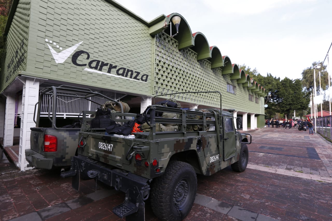 La instalación del cuartel de la Guardia Nacional en el deportivo Eduardo Molina./ Héctor Téllez