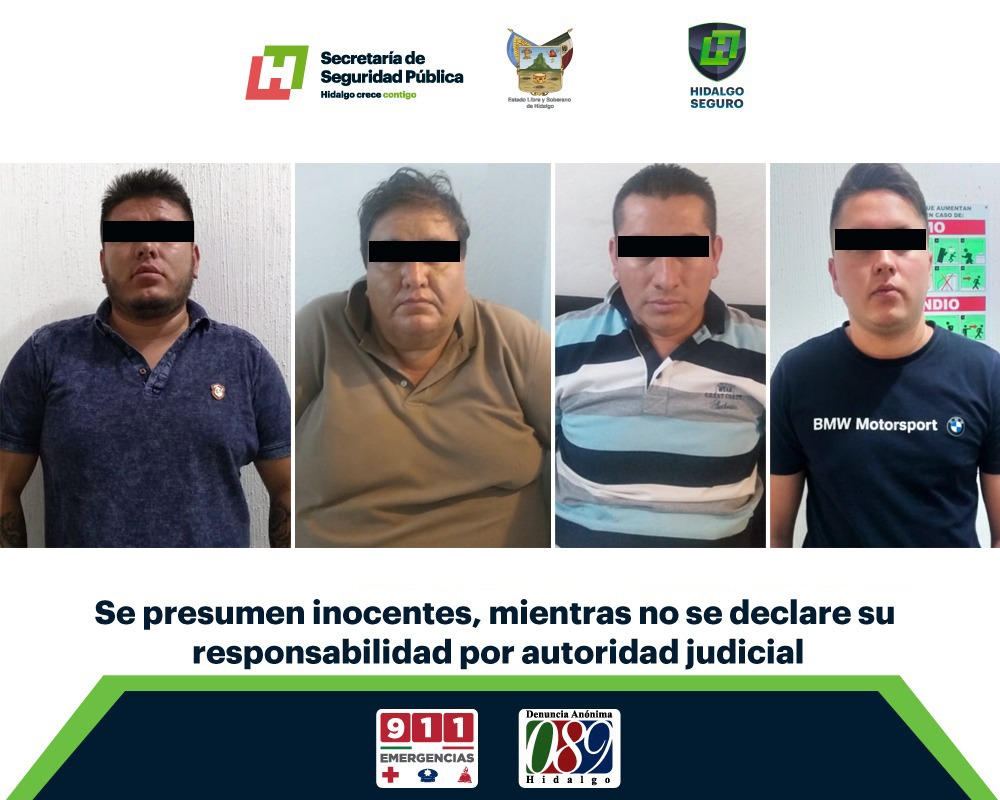 Personas detenidas por la Policía Estatal en Ixmiquilpan. (Cortesía)