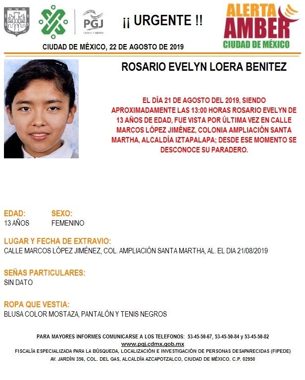 Rosario Evelyn desapareció cercano a la estación Peñón Viejo, en Iztapalapa. (PGJDF_CDMX)