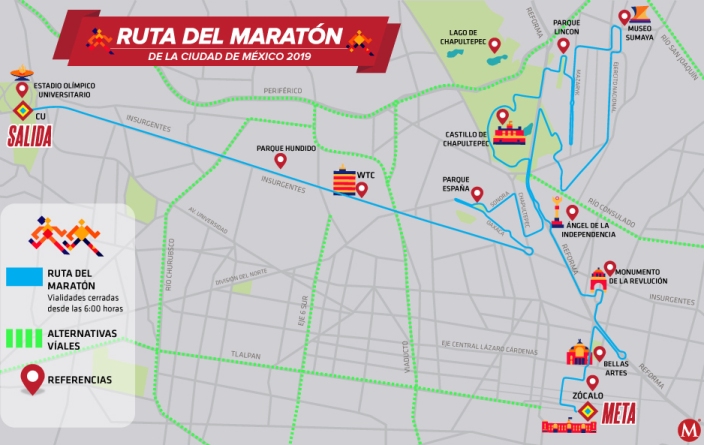 Ruta del Maratón CdMx 2019. | MILENIO