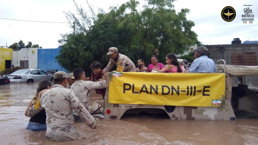 La Secretaría de la Defensa Nacional aplicó el Plan DN-III-E por las fuertes lluvias provocadas por la tormenta tropical Ivo. (Especial)
