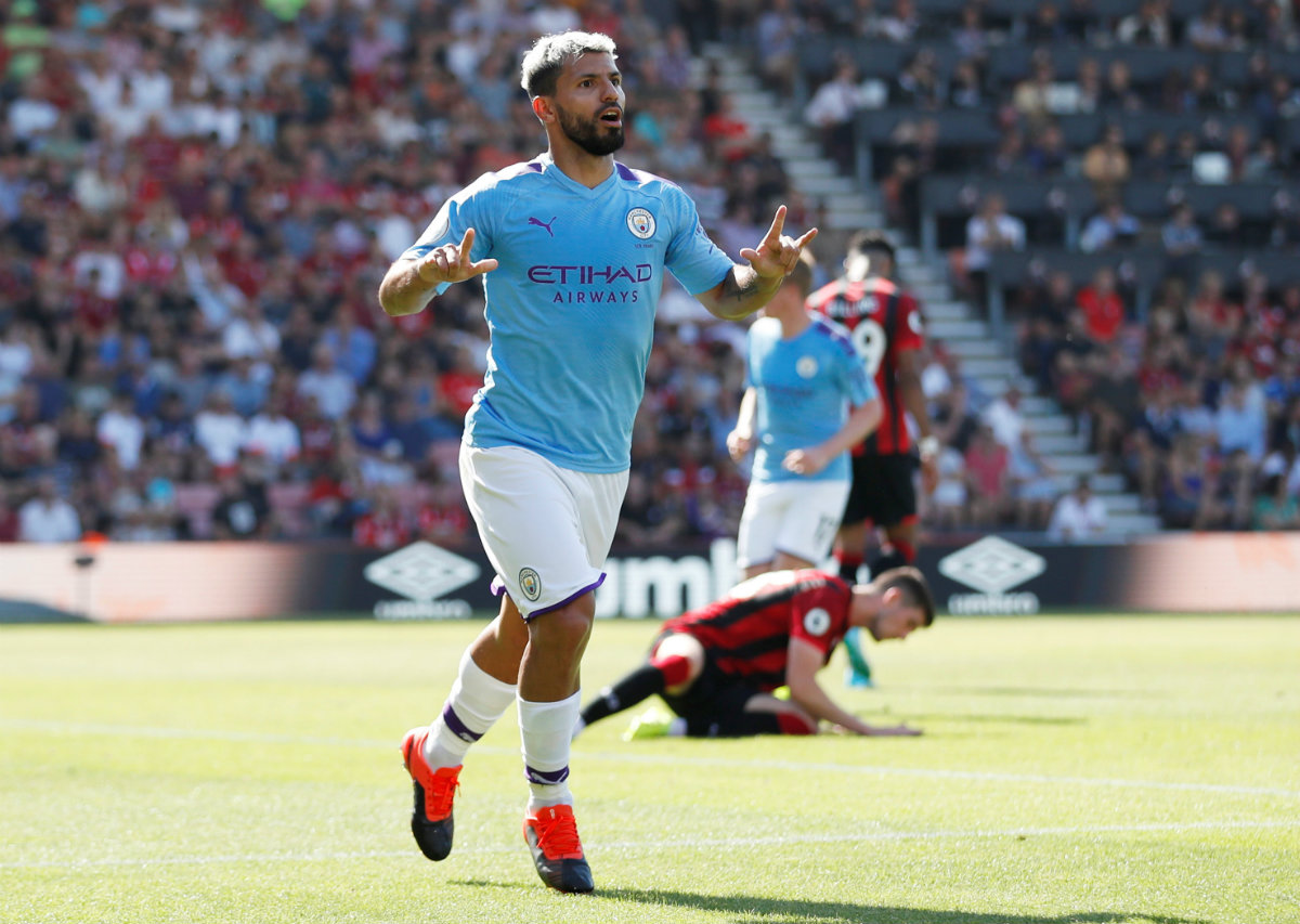 Sergio Agüero marcó doblete en el triunfo del Manchester City (Reuters)
