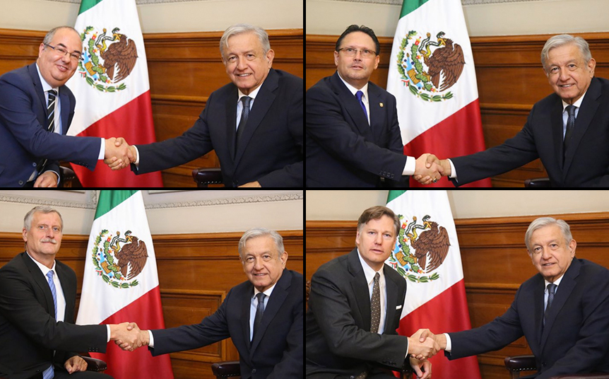 El presidente Andrés Manuel López Obrador se reunió con los embajadores de EU, República Checa, Ecuador e Israel/Especial.