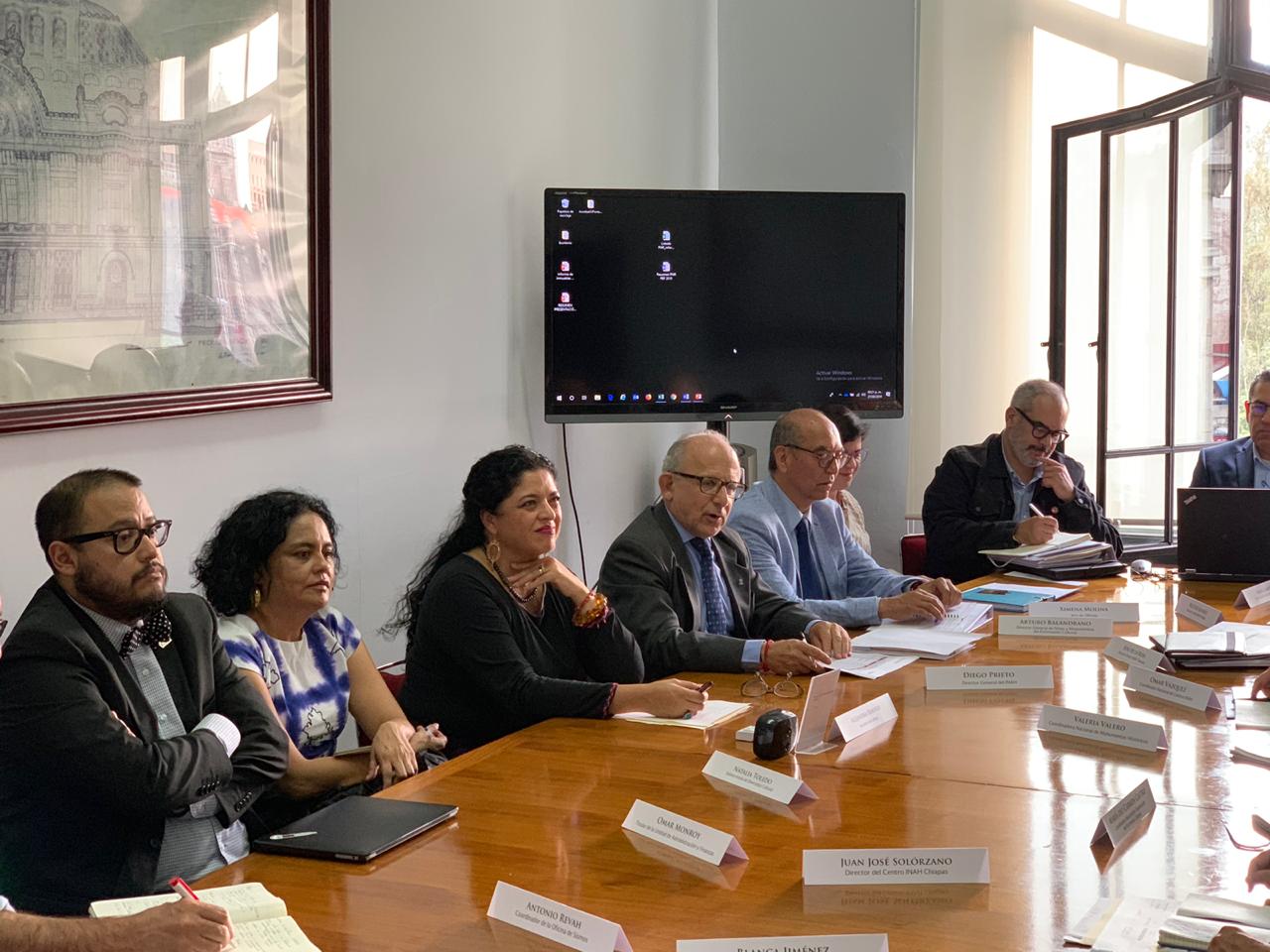 Alejandra Frausto se reunió con los directores de los centros INAH para evaluar los avances de reconstrucción (Twitter).