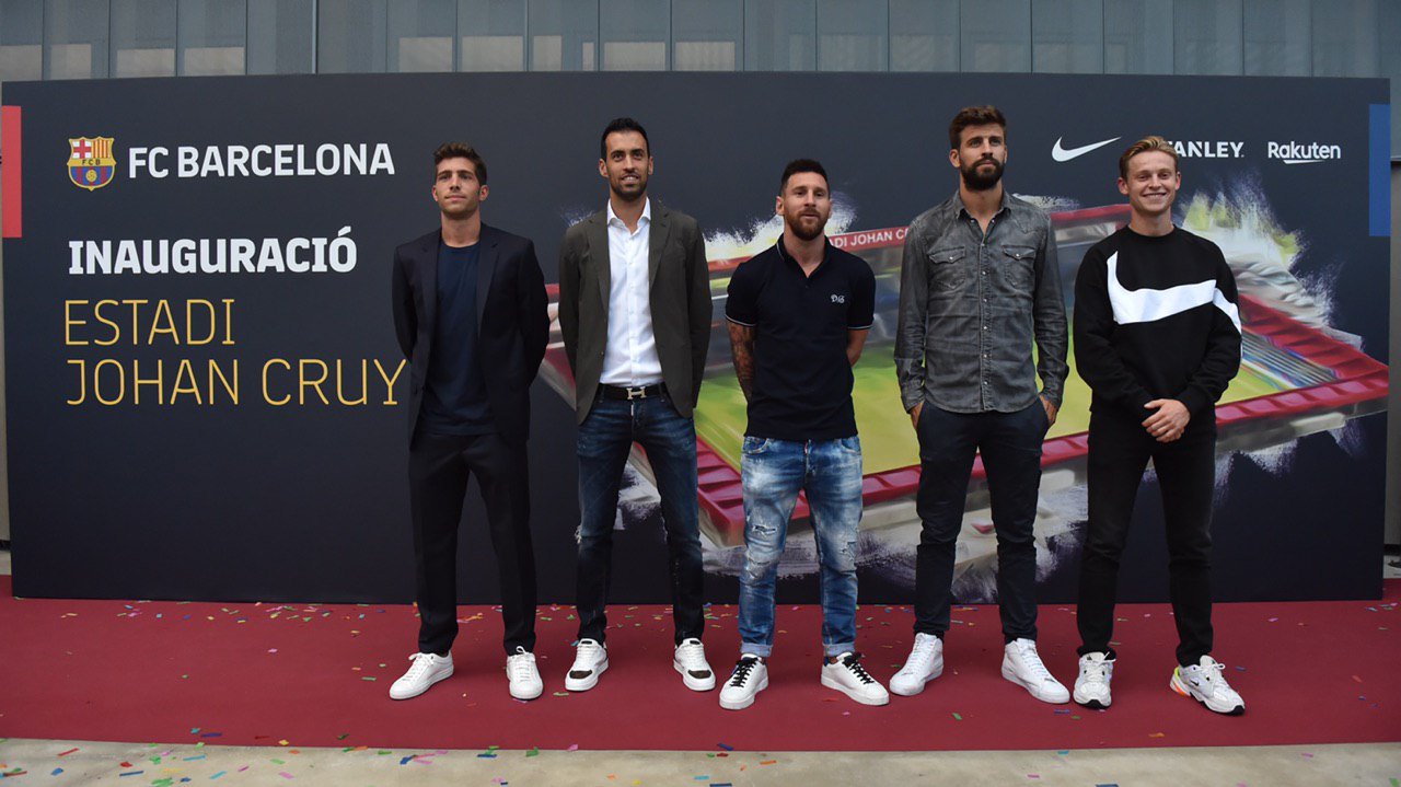 Figuras del Barcelona en el Estadio Johan Cruyff (Twitter: FC Barcelona)