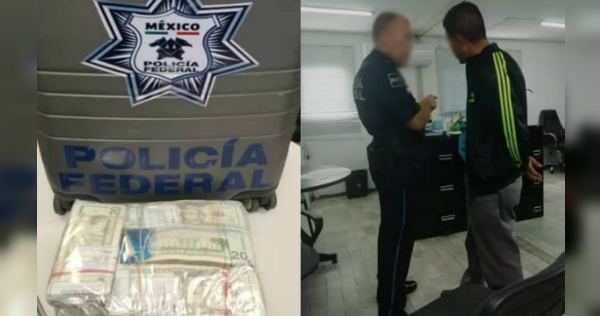 En la revisión de la Policía Federal, el viajero no pudo acreditar el origen del recurso (Foto/CORTESÍA)