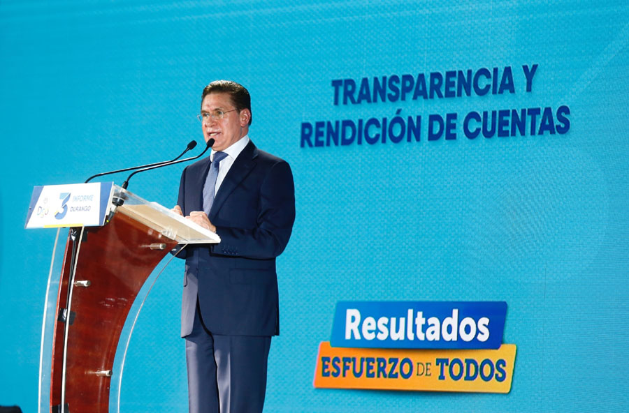 José Rosas Aispuro Torres, gobernador de Durango emitió el mensaje ciudadano de su tercer informe de resultados. (Gilberto Lastra)