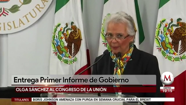 Sánchez Cordero entrega el Primer Informe de Gobierno a Porfirio Muñoz ...