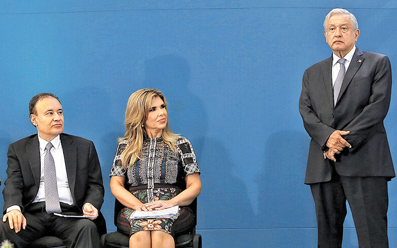 Alfonso Durazo, la gobernadora Claudia Pavlovich y el presidente López Obrador. (Ariana Pérez)