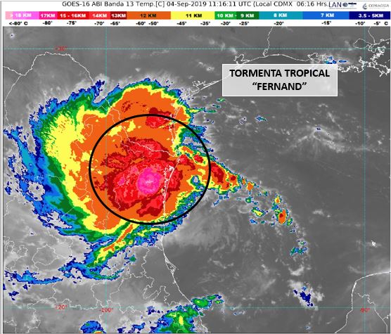 El meteoro se ubica a 70 kilómetros de las costas de Tamaulipas.