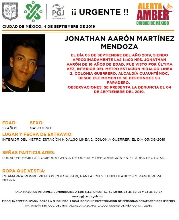 El joven fue visto por última vez al interior del metro Hidalgo, línea 2, colonia Guerrero. (Especial)