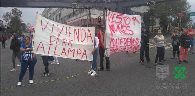 Bloqueo en Insurgentes y Eje 2 Norte. (Tomada de @OVIALCDMX)