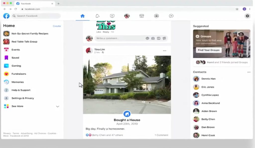 ¿Facebook cambiará de diseño? ¿Ahora es parecido a Instagram? (Captura de Pantalla)