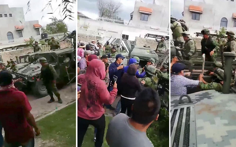 Pobladores agredieron a elementos del Ejército verbal y físicamente con palos y piedras, en Acajete, Puebla.  (Foto: Especial)