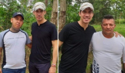 Guaidó junto a Jhon Jairo Durán Contreras, "El Costeño" (izq.) y Albeiro Lobo Quintero, "El Brother". (Especial)