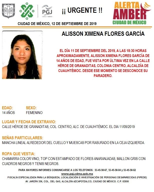 La joven fue vista por última vez en la colonia Centro, alcaldía Cuauhtémoc. (Especial)