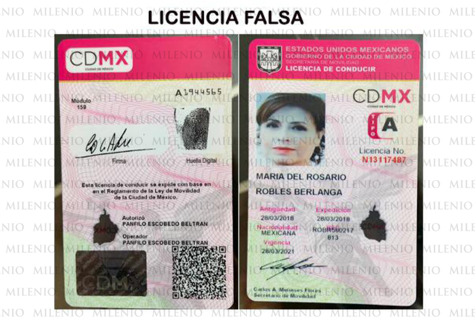 Esta es la licencia falsa que presuntamente presentó la FGR en juicio. (Especial)