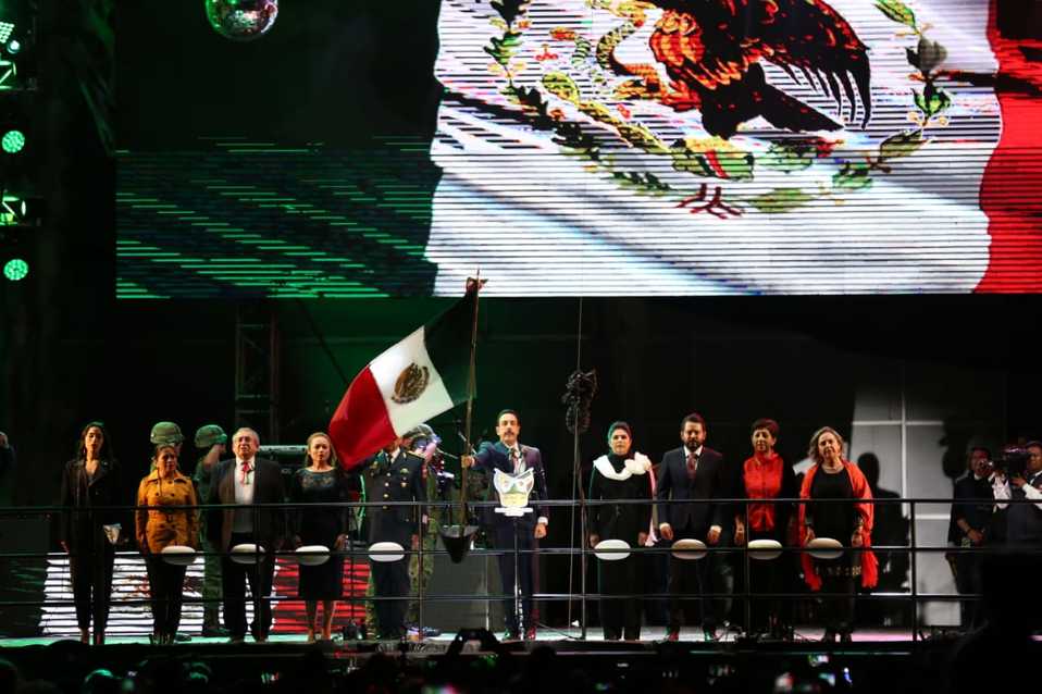 Omar Fayad, gobernador del estado de Hidalgo, durante la celebración de independencia. (Jorge Sánchez)
