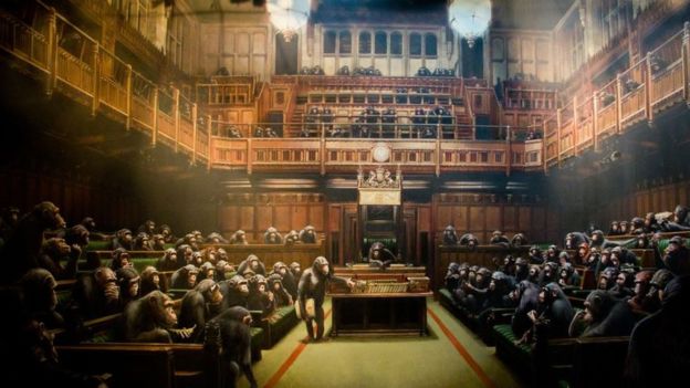 Subastarán la obra 'Devolved Parliament' de Banksy (Especial).