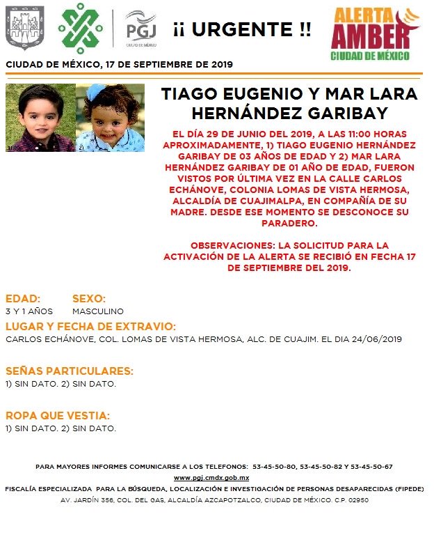 Los menores estaban en compañía de su mamá cuando desaparecieron. (Especial)