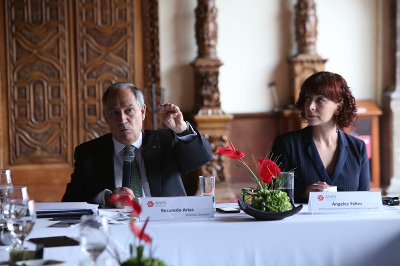 Recaredo Arias, director general de la AMIS y  Ángeles Yañez, directora ejecutiva de Líneas de Negocio, Riesgo y DDS. Foto: Juan Carlos Bautista