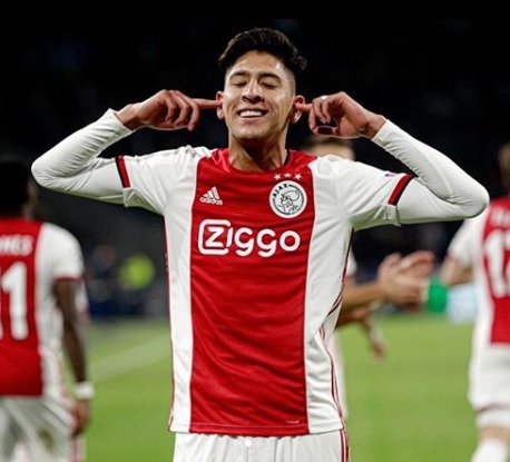 Edson Álvarez festeja su gol en la Champions League (Instagram: @edsonnalvarez)