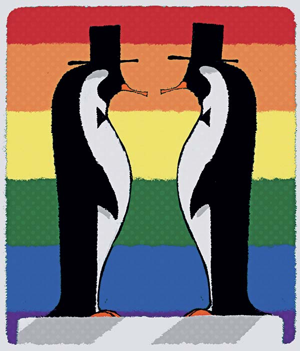 Los liberales hicieron notar que los pingüinos son monógamos seriales, son fieles a sus parejas pero las van cambiando de un año a otro.