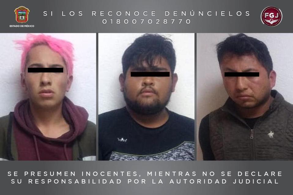 Saúl Yael “N”, de 18 años, Everardo Zuriel “N”, de 28 años y Cristopher “N”, de 20. (Especial)