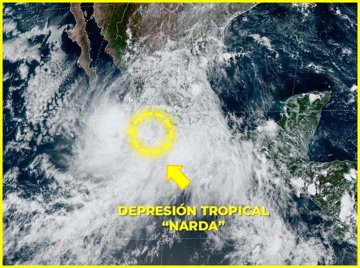 Narda se localiza sobre Jalisco. (@conagua_clima)