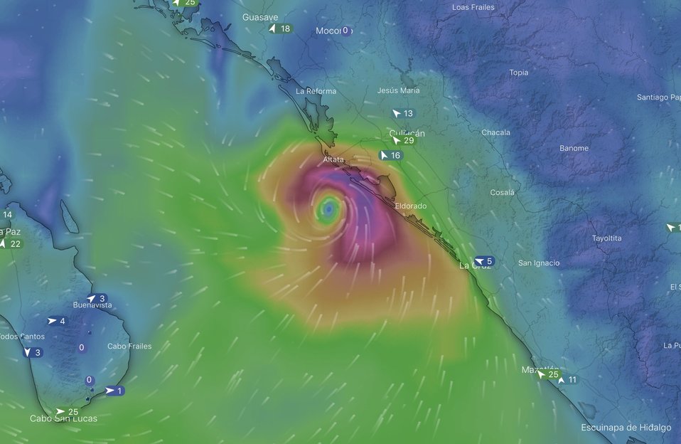 'Narda' se ubica en costas de Sinaloa y Baja California Sur.(Tomada de @QuirinoOC)